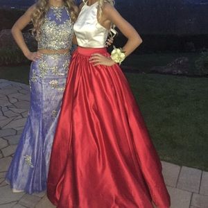 White and Red Prom Dress